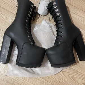 Black Platform Lace-Up Boots
